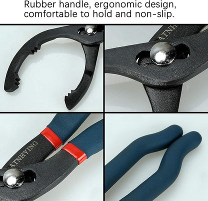 Oil Filter Wrench Set, 12" & 14" 2pcs Adjustable Oil Filter Pliers, Oil Filter Removal Tool, Universal, No Slipping for Engine Filters, Conduit, Fittings