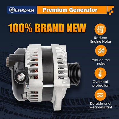 EzeXpreze Alternator Compatible With Ford Explorer 3.5L 2016-2019, F150 V6 3.5L 2013-2014, Lincoln MKT 2.0L 2014-2016, MKT 3.5L 3.7L 2013-2019, 225A Replaces 104210-6601,11629N,DG1T-10300-EB