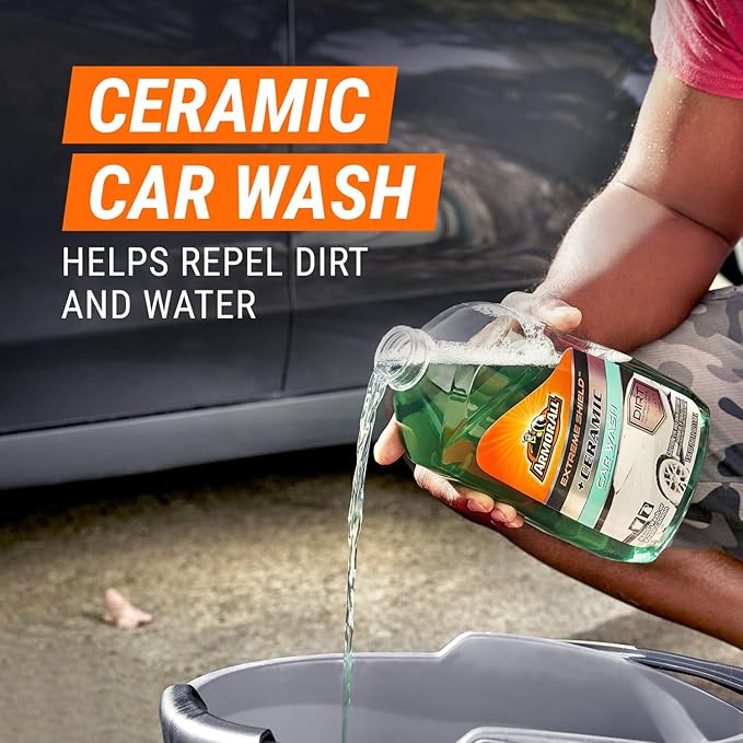 Armor All Complete Ceramic Exterior Car Cleaner Car Care Kit, Keeps Car Fresh and New, Includes-Leather Cleaning Wipes, Tire Coating Spray, Wheel Cleaner, Car Wash and Glass Cleaner, 5 Count