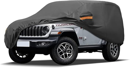 MORNYRAY Compatible with Jeep Wrangler 2 Door, Custom Fit JK JL TJ YJ CJ,Outdoor Waterproof Sun Rain Snow Hail Protection with Driver Door Zipper (Black, Custom Fit Jeep Wrangler 2 Door)