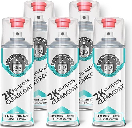 ERA Paints 2K High Gloss Clear Coat Spray/Aerosol Can – Professional Quality & Finish - Easy to Use – Best Value (5 pack)
