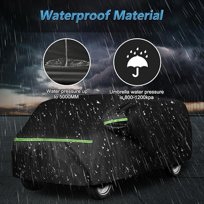 Waterproof Car Covers for 1961-1974 Falcon Club Wagon E-100,Econoline E-100 Van,420D Oxford Cloth Sun Heat Protection Outdoor Full Covers with Driver Side Zipper Windproof Heavy Duty All Weather