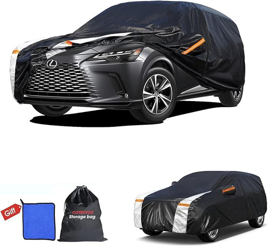RX350 Car Cover 100% Waterproof All Weather, Gift with Towel, 10 Layers SUV Car Cover Custom Fit 2003-2025 RX/RX350/RX450H/RX500H, Outdoor Car Covers Rain Sun UV Protection with Door Zipper.