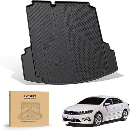 LASFIT Cargo Mat for Volkswagen Jetta 2011-2018 (Not fit Jetta SportWagen and Hybrid/TD/TDI Trims), Custom Fit All-Weather TPE Rubber Trunk Mat for VW Accessories, Waterproof, Easy to Clean, Black