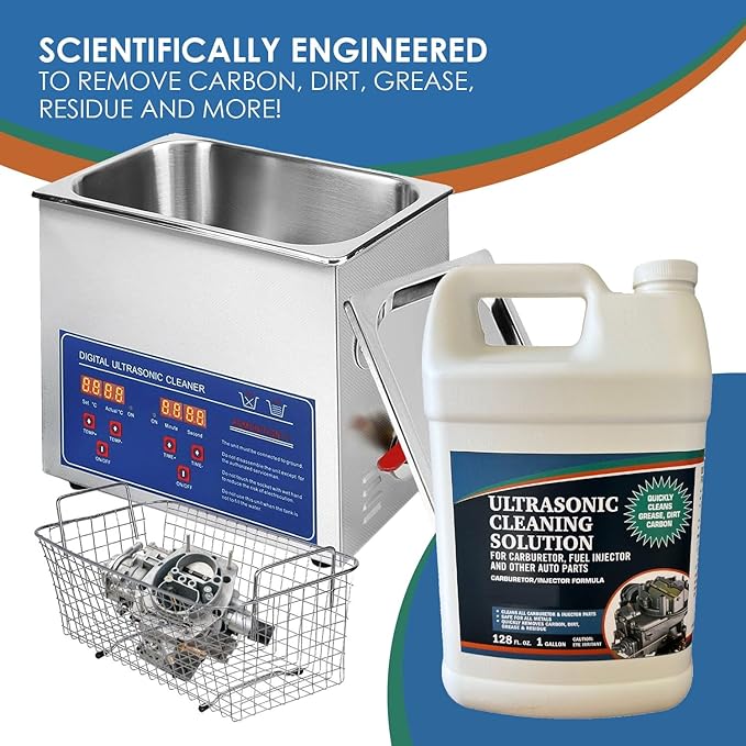 NORTHWEST ENTERPRISES Ultrasonic Cleaner Solution for Carburetors and Engine Parts. Concentrated Washing Compound for use in Ultrasonic Machines and Immersion Washers - Automotive Fluid (1 Gallon)