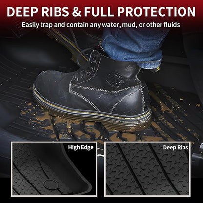 LASFIT Floor Mats for Mercedes Benz E Class E350 / E450 AMG / E53 2026 2025 2024 (Fit Sedan & All-Terrain), All Weather TPE Anti-Slip Floor Liners Fit for E Class 2024-2026, 1st & 2nd Row Set, Black
