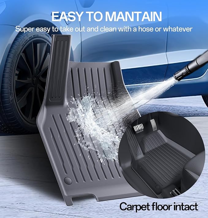 Floor Mats Fit for Model Y 2026-2025 Juniper 5-Seat - Custom Fit All Weather Front & Rear Row TPE Car Mats Floor Liners, 3-Piece (Not Fit 7-Seat)