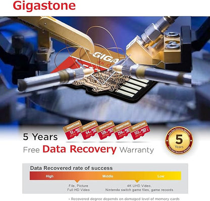 [5-Yrs Free Data Recovery] GIGASTONE 512GB Micro SD Card, 4K Camera Pro, A2 V30 for Smartphone, Gopro, Action Cams, 4K UHD Video Recording, R/W up to 150/120 MB/s, UHS-I U3 C10 Class 10 with Adapter