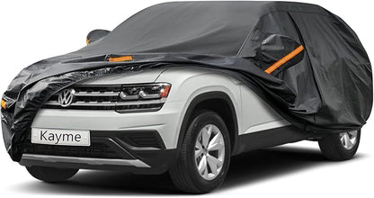 Kayme 7 Layer SUV Car Cover Custom Fit for Volkswagen VW Atlas (2017-2025) Waterproof All Weather for Automobiles, Outdoor Full Cover Sun Rain UV Protection.Black