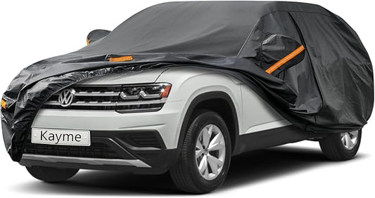 Kayme 7 Layer SUV Car Cover Custom Fit for Volkswagen VW Atlas (2017-2025) Waterproof All Weather for Automobiles, Outdoor Full Cover Sun Rain UV Protection.Black