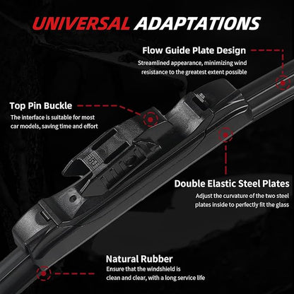 OTUAYAUTO Premium Windshield Wiper Blades - Replacement for BMW X2 2018-2022 - Precision Fit, All-Weather Performance, Front and Rear Wiper Blades, Pinch Tab - 24"+20"+13" (Pack of 3)