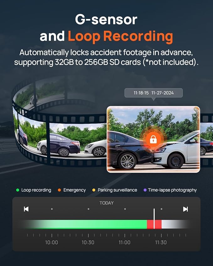 70mai A810 4K Dash Cam Front and Rear, Dual Dash Camera for Cars with Starvis 2 HDR Night Vision, 4G LTE Support, ADAS, Built in GPS & WiFi, 24/7 Parking Mode, AI Motion Detection, Time-Lapse