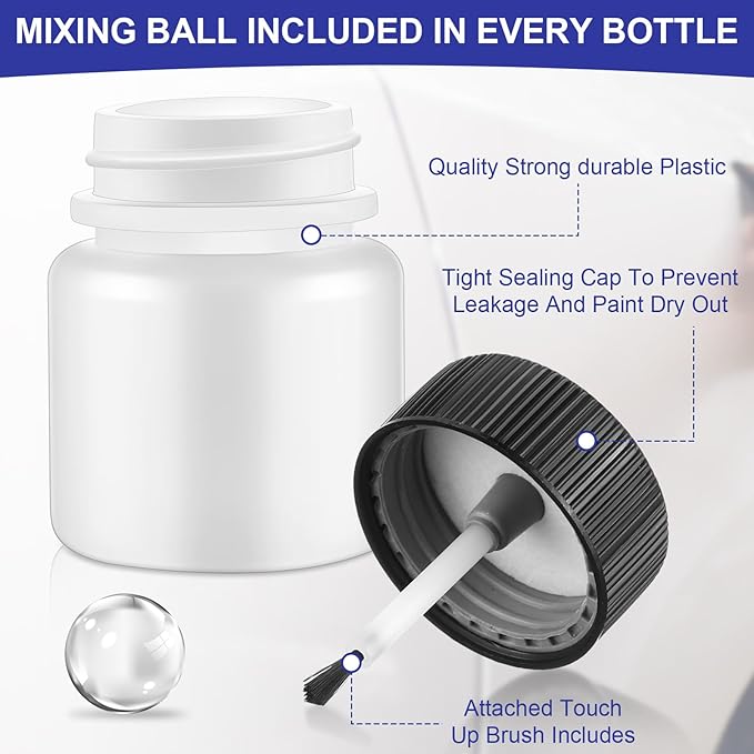 Maxcheck 180 Pcs Empty Touch Up Paint Bottles Container 1oz 30ml Reusable Small Paint Bottles with Brush Applicator and Mixing Ball for Fix Chips Scratches Auto Car
