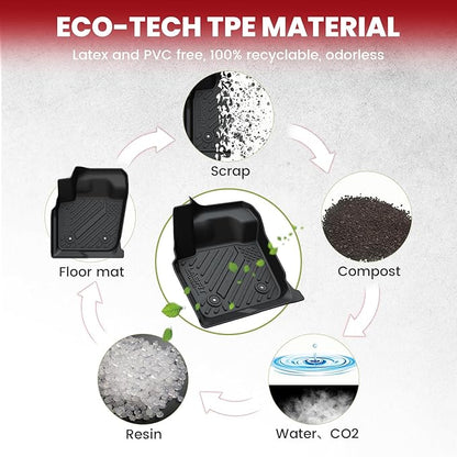 LASFIT Floor Mats & Trunk Mat for Ford Fusion & Lincoln MKZ 2013-2016 (Only Fit Gasoline) All Weather TPE Mats Custom Fit Floor Liner for Fusion & MKZ 1st & 2nd Row Car Mats and Cargo Liner, Black
