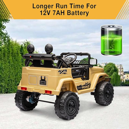 Garvee 12V Kids Ride On Truck Car with Remote Control - Electric Ride On Toys for Toddlers, Spring Suspension, 3 Speeds, LED Lights, Bluetooth Music & Parent Safety Brake