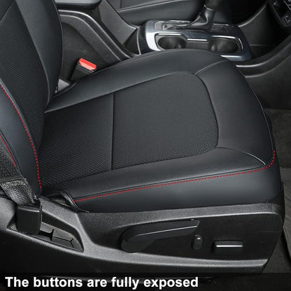 LUCKYMAN CLUB Chevy Colorado Seat Covers, fit for 2015-2022 Colorado Crew Cab Z71 LT ZR2 Work Truck with Faux Leather (Black&Red)