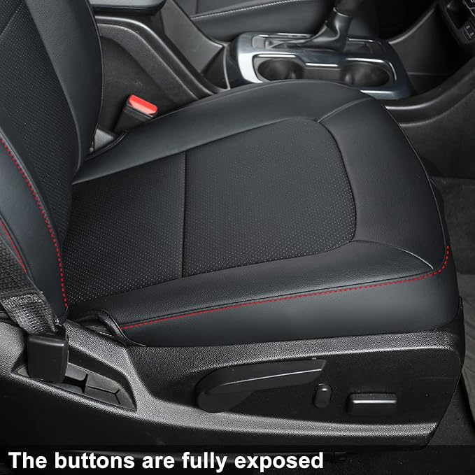 LUCKYMAN CLUB 2 Front Chevy Colorado Seat Covers, fit for 2023 2024 2025 Colorado Crew Cab Z71 LT ZR2 Work Truck with Faux Leather (Black&Red 2 pcs)
