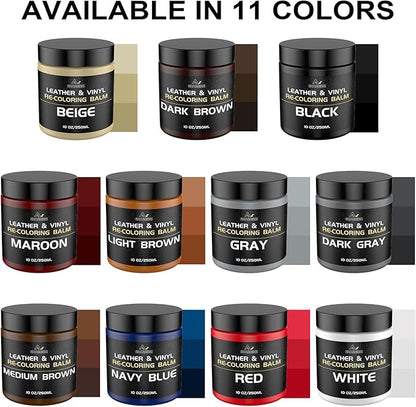 Leather Recoloring Balm,10oz Leather Color Restorer Leather Repair Kit for Furniture Car Leather Scratch Remover, Black Leather Color Restorer for Couches,Leather Dye Paint for Faded