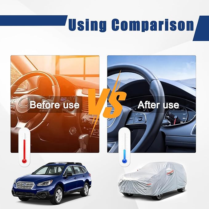 Kayme 6 Layers SUV Car Cover Custom Fit for Subaru Outback (1994-2025) Waterproof All Weather for Automobiles, Outdoor Full Cover Rain Sun UV Protection.Silver