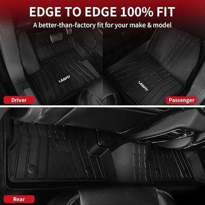 LASFIT Floor Mats Fit for Lincoln MKC 2019 2018 2017 2016 2015 TPE All Weather Floor Liners Custom Fit Car Mats 2015-2019 Accessories, 1st and 2nd Rows Floor Mats - Black