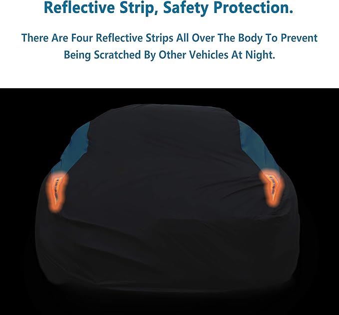 MORNYRAY Waterproof Car Cover All Weather Snowproof UV Protection Windproof Outdoor Full car Cover, Universal Fit for Sedan (Blue, A3-Fit Sedan Length(178-185 inch)