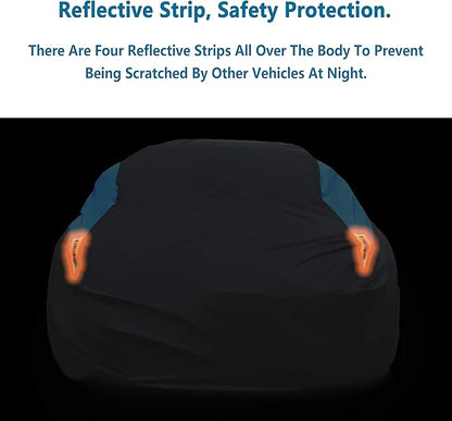 MORNYRAY Waterproof Car Cover All Weather Snowproof UV Protection Windproof Outdoor Full car Cover, Universal Fit for Sedan (Blue, A6-Fit Sedan Length(207-216 inch)