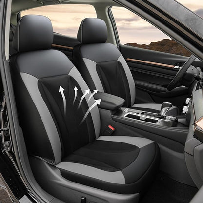 GIANT PANDA Front Seat Cover for Nissan, 3D Air Mesh Car Seat Covers Custom Fit Nissan Rogue Altima Sentra Versa Kicks Frontier Murano Pathfinder Maxima (Grey+Black) 2-Pack