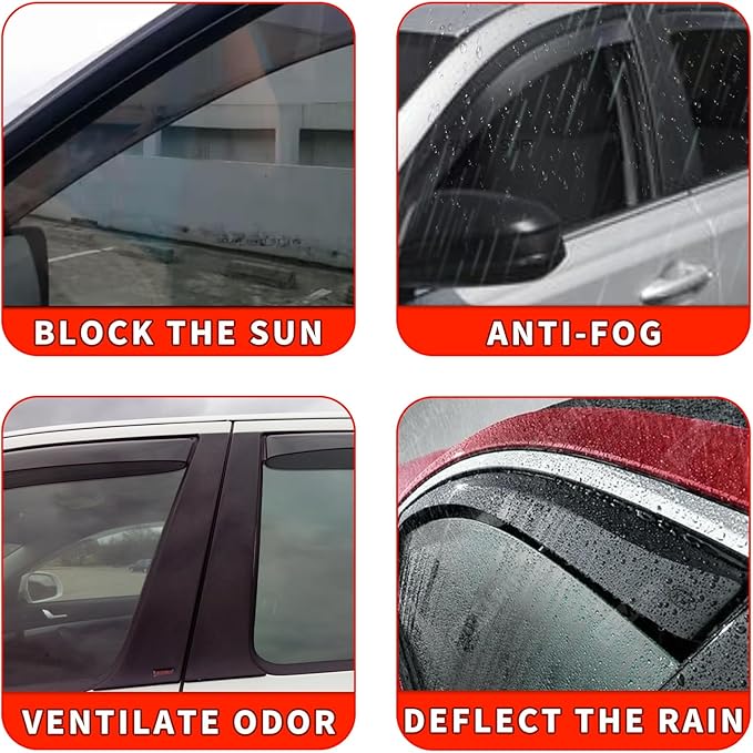 in Channel Rain Guards Fit for 2021 2022 2023 2024 2025 Chevrolet (Chevy) Tahoe/GMC Yukon/Cadillac Escalade, Durable Window Wind Deflectors, Smoke Tinted Vent Window Visors Shades, 4PCS
