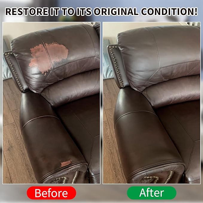 Dark Brown Leather Recoloring Balm,Leather Couch Scratch/Stain Remover,Leather Repair kit for Vinyl Furniture and Car Interior,Leather Dye Paint for Scratched and Faded Leather Couches