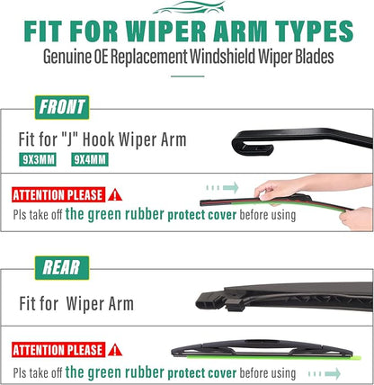 22" 22" 12" Windshield Wiper Blades Replacement for Chevy Chevrolet Tahoe 2009-2014 Chevy Suburban 1500/2500, Cadillac Escalade/ESV/EXT 2009-2014 Front Rear Wipers Set (Pack of 3)