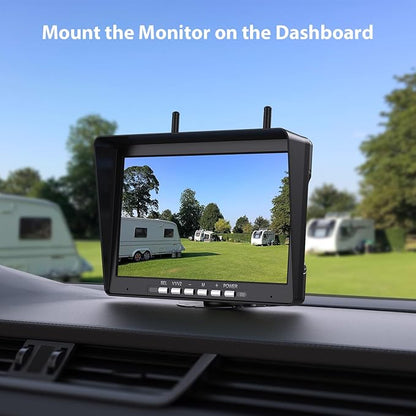 10.1" RV Backup Camera Wireless System Plug and Play, Pre-Wired for Furrion RV Trailer Camper Motorhome, HD 1080P DVR Monitor with Rear View Camera, IR Night Vision IP69K Waterproof, BY5