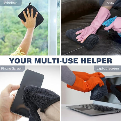 Microfiber Towels for Cars 2-Pack, 1300 GSM Ultra-Soft Microfiber, 35" x 27.5" & 19.7" x 11.8" Towels are Great for Car and Home Cleanups, No Streaks, Scratches Or Water Spots