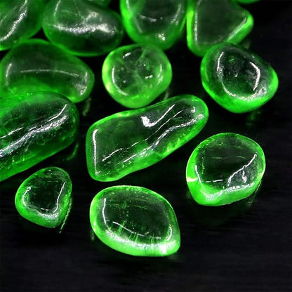 1 Lb (460 g) Green Sea Glass Stones Irregular Rainbow Glass Pebble Decorative Rock Quartz Tumbled Gemstone Chips for Aquarium Decoration/Vase Filler/Jewelry Making/Handwork Craft/Gems Display