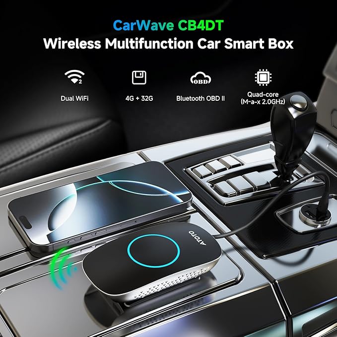 Wireless CarPlay Adapter Ai Box with OBD2 Scanner, Car Video Streaming Wireless Plug & Play Carplay Adapter for iPhone & Android Auto with ChatGPT, Supports YouTube, Netfilx 256GB Max, HDMI