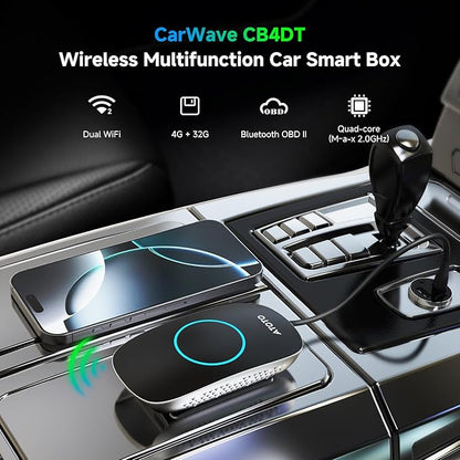 Wireless CarPlay Adapter Ai Box with OBD2 Scanner, Car Video Streaming Wireless Plug & Play Carplay Adapter for iPhone & Android Auto with ChatGPT, Supports YouTube, Netfilx 256GB Max, HDMI