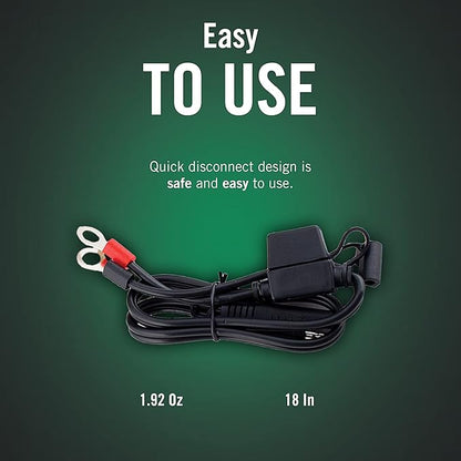 Battery Tender Ring Terminal Harness Accessory Cable - 18 inch Cord Adapter with SAE Quick Disconnect - Easy Quick Convenient for Motorcycles, Cars, ATVs and More - 081-0069-6