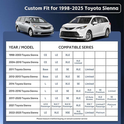 10 Layers Minivan Car Cover Custom Fit for Toyota Sienna (2010-2024) Waterproof All Weather for Automobiles, Outdoor Full Cover Sun UV Rain Protection with Cotton.Black