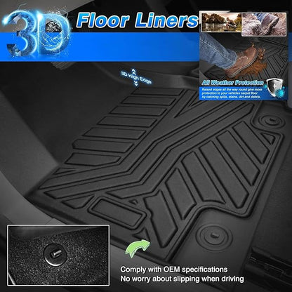 Cartist Floor Mats Fit for 2017-2024 2025 Ford F-250/F-350/F450 Super Duty Crew Cab w/Under Seat Storage Accessories All Weather Floor Mat Heavy Duty TPE Odorless Carpet Protection