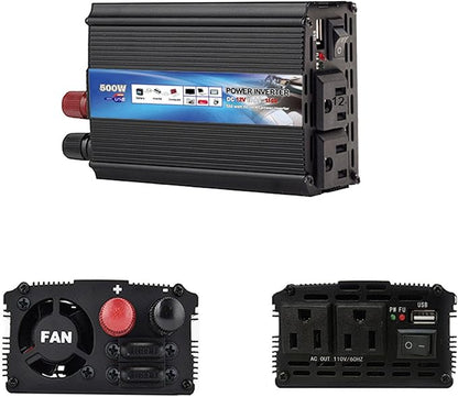 Power Inverter 500W Car Power Inverters,12 Volt Inverter Car Cigarette Inverter,12V DC to 110V AC Car Plug Adapter Outlet Converter for Laptop Vehicles Camping Road Trip Essentials Adults