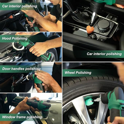 BATOCA S4 Cordless Car Buffer Polisher Rotary Polisher & Dual Action Polisher with 2pcs 12V 2.5Ah Batteries 1&3inch Mini Car Detailing Polishing Kit, 4 Speeds Brushless Polisher for Car Detailing
