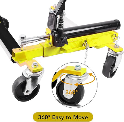 2 Pcs Car Wheel Dolly with Hydraulic Tire Jack, 1500LBS Capacity Trailer Dolly for Vehicle Positioning for Truck RV Trailer, Yellow