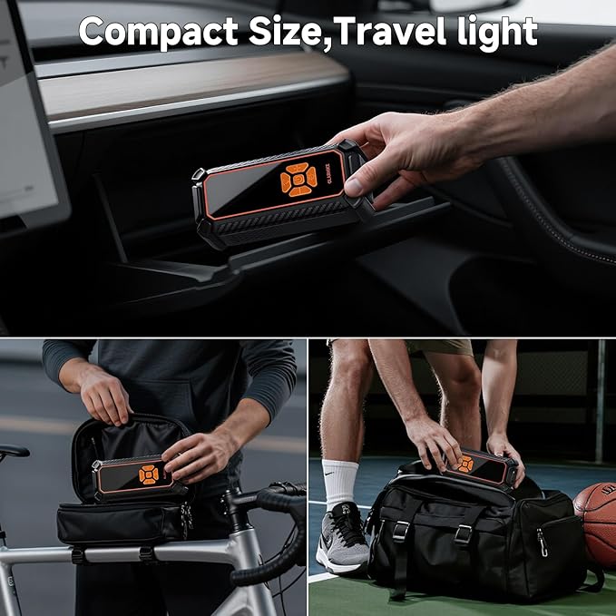 OlarHike Cordless Tire Inflator Portable Air Compressor, Quick Inflation, Air Pump for Car Tires, Pickup Truck, Motorcycle, Bicycle, Balls, Electric Pump with LED Light & Digital Pressure Gauge