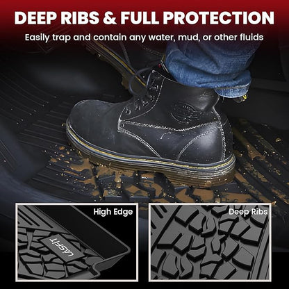 LASFIT Floor Mats for Jeep Cherokee 2015-2023 (Not Fit with Raised Dead Pedal) All Weather TPE Custom Fit Car Mats Floor Liners 1st & 2nd Row, Black