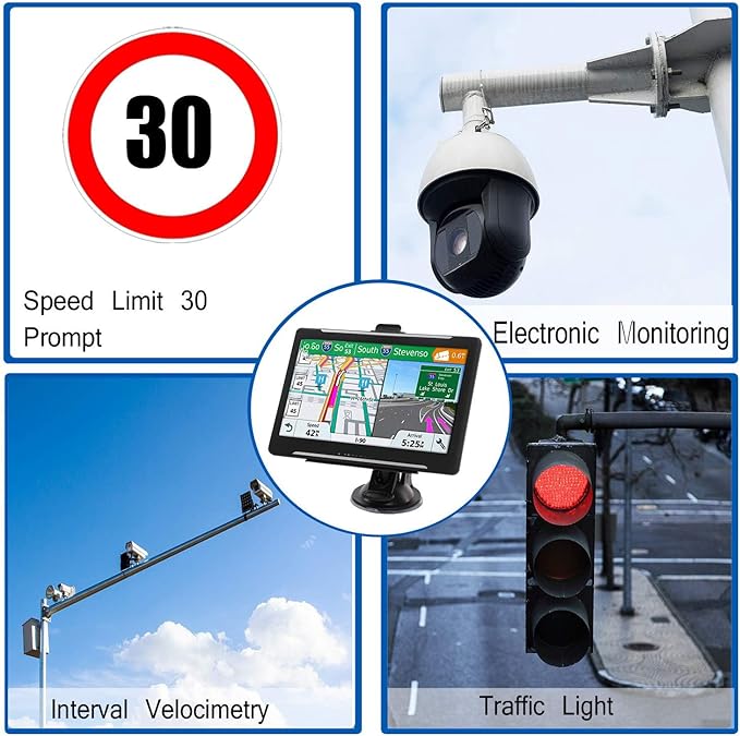 GPS Navigator for Car Truck RV, Latest 2025 Map(Free Lifetime Updates) 7 inch Touch Screen Car GPS, Support Voice Turn Direction Guidance/Speed and Red Light Warning/Custom Truck Routing