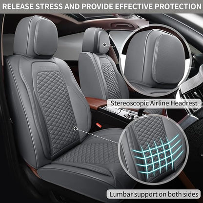 Car Seat Covers Full Set Leather Seat Covers Automotive Seat Covers Universal Car Seat Cover for Most Cars Gray