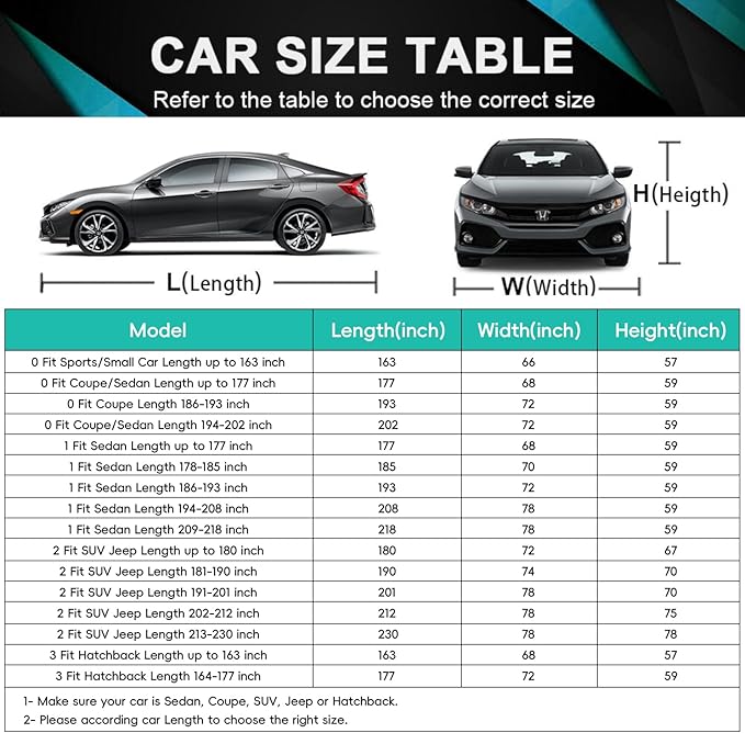 16 Layers Car Cover Waterproof All Weather, Heavy Duty Outdoor Car Cover Universal Fit Sedan Coupe Chevrolet Caprice, Buick Roadmaster/Riviera, Ford Crown Victoria, Cadillac DTS etc.