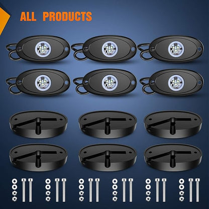 Nilight LED Rock Light 6PCS White Light Pods Waterproof Under Body Wheel Well Light Exterior Interior Lights for Car Truck Pickups ATV UTV SUV Motorcycle Boat, 2 Years Warranty