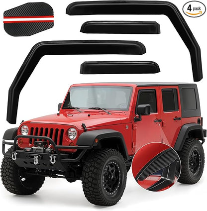in Channel Rain Guards Fit for 2007-2018 Jeep Wrangler JK Unlimited 4-Door, Durable Window Visors Wind Deflectors, Smoke Vent Shades Shield, 2008 2009 2010 2011 2012 2013 2014 2015 2016 2017