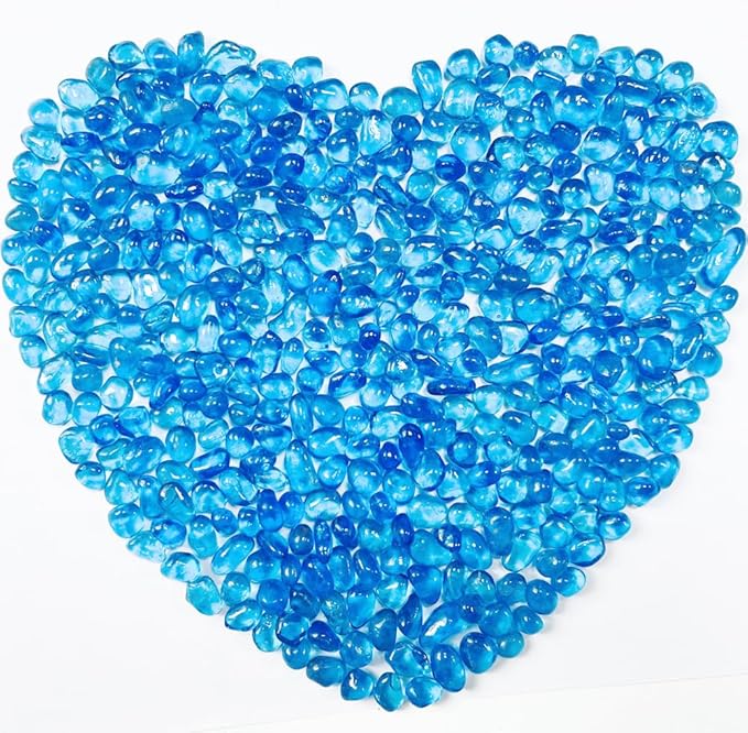 0.88LB Blue Fish Tank Gravel Aquarium Glass Stones Sea Glass Pebbles Aquarium Gravel Rocks Fish Tank Rocks, Beads Pebbles Rock Sand Glass Gems Stones for Vase Filler Fish Turtle Tank Decoration