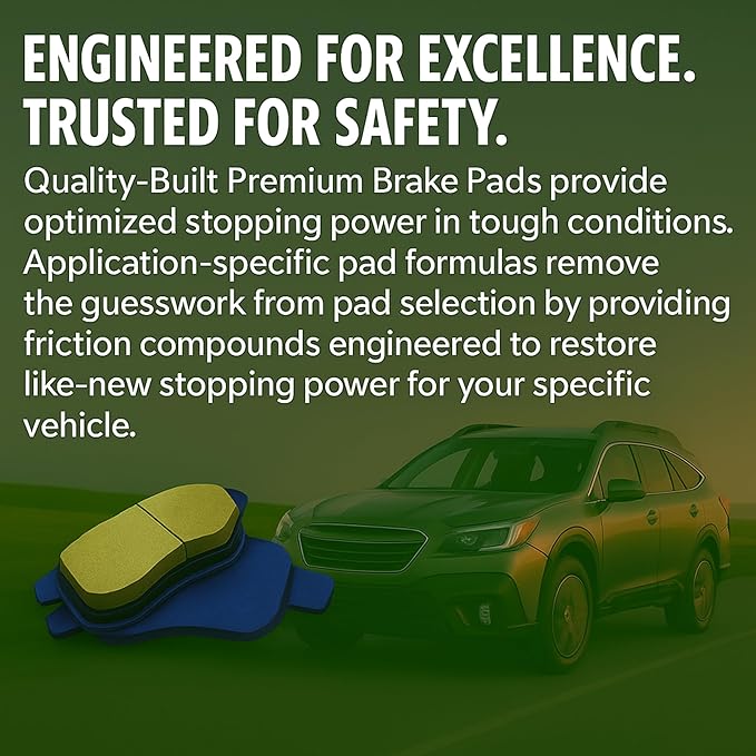 Premium Semi-Metallic Rear Brake Pads (1001-1082M) Compatible with Avanti Avanti 2005-2007, Ford Mustang 2005-2011